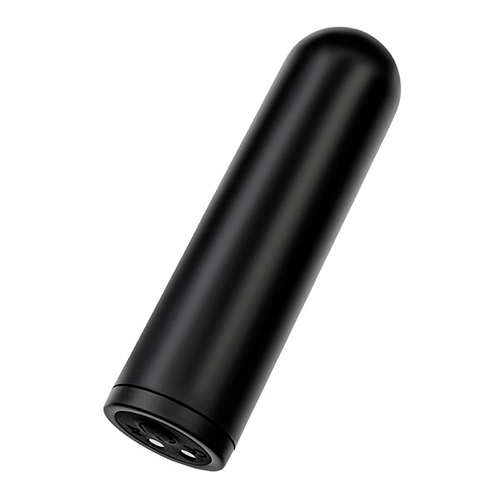 Черная перезаряжаемая вибропуля с пультом ДУ 7см ToyFa RealStick Caliber 983051