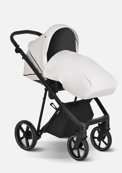 Roan Коляска 2 в 1 Sol Leather White Black Тем.коричневый