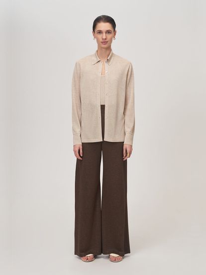 Женские брюки коричневого цвета из вискозы - фото 2
