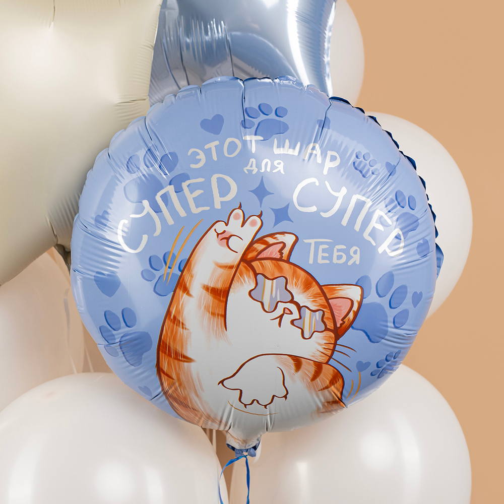 Фольгированный шар «Для супер-супер тебя. Котик», 46 см