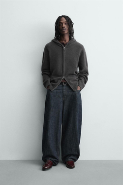 ZARA КАРДИГАН С КАПЮШОНОМ, АНТРАЦИТОВО-СЕРЫЙ