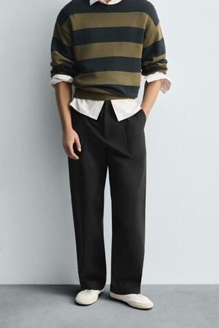 ZARA БРЮКИ REGULAR FIT С КАРМАНАМИ, ТЕМНЫЙ АНТРАЦИТ