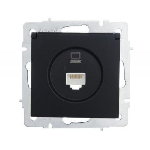 VESNA 742 4288 139 Розетка компьютерна черная матовая (механизм)