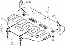 Защита картера двигателя, КПП. 4 мм, Алюминий для Geely Atlas 2024-н.в., Motodor.344201