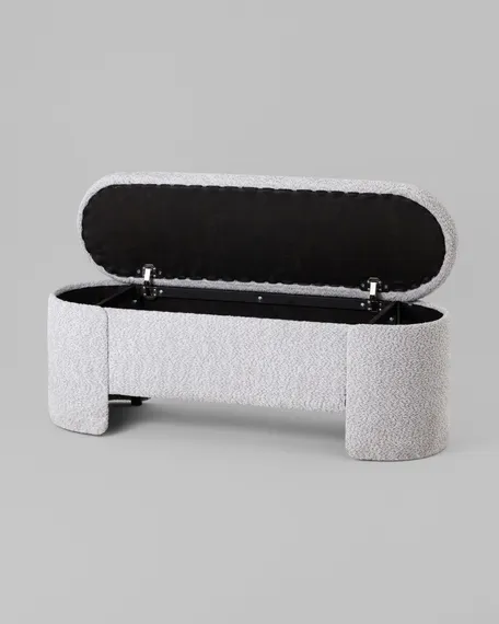 Банкетка Taks с местом для хранения букле светло-серый