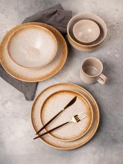 Набор 2 кружки охра золото с белым чашки фарфор 275 мл