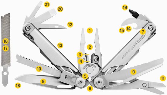 Мультитул-инструмент Leatherman Мод. SURGE BLACK (21 инструмент)(11,5см)(335г.)(чехол: нейлон BLACK 4-P M)