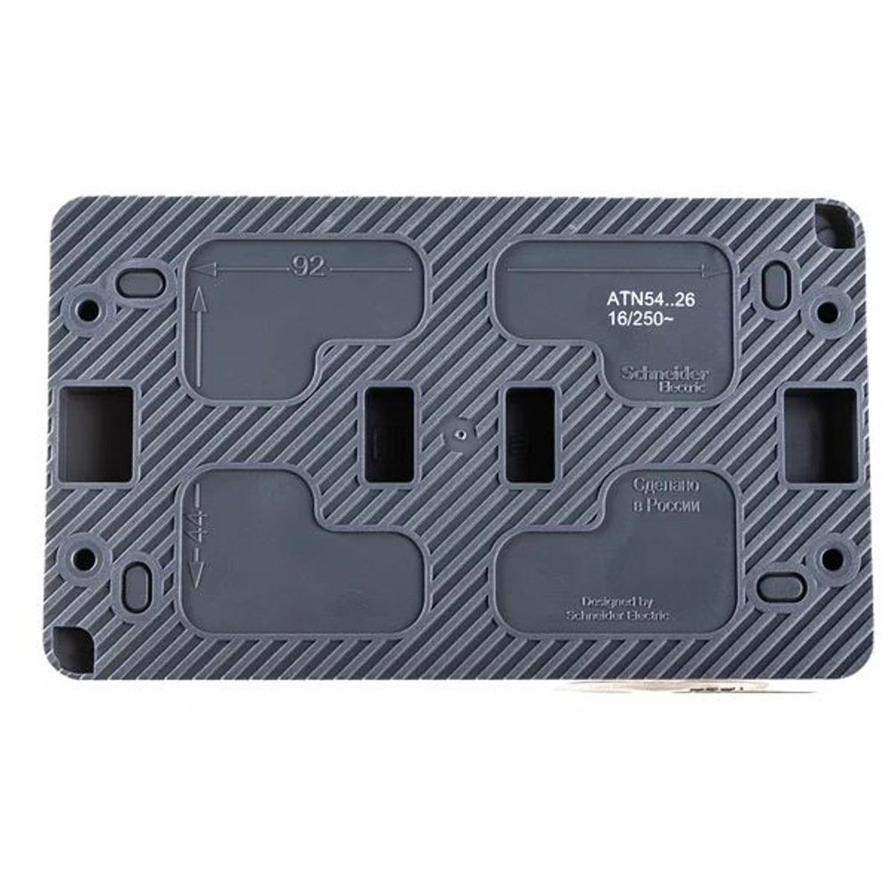 Розетка 2-м ОП AtlasDesign Profi54 16А IP54 250В с заземл. защ. шторки антрацит SE ATN544026
