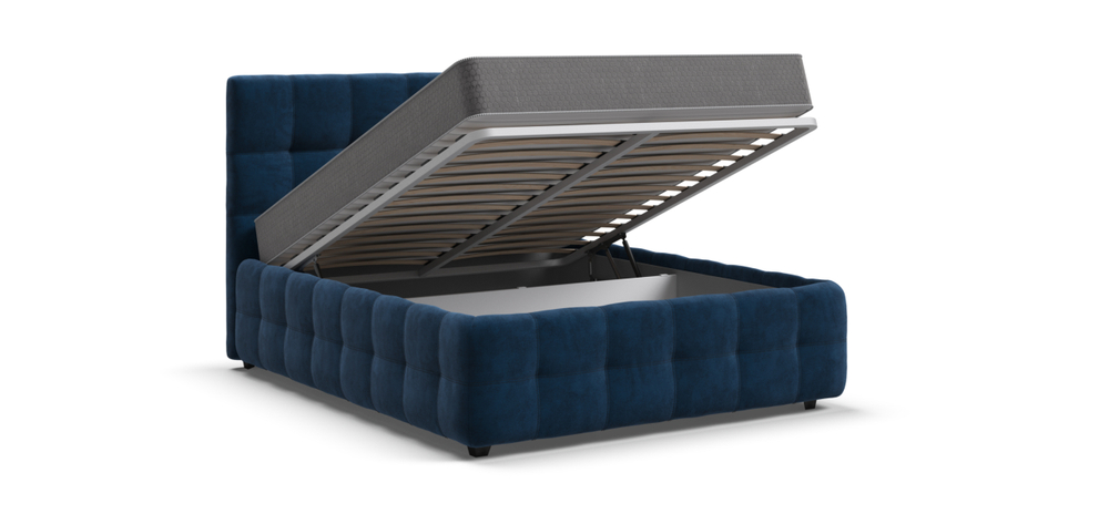 Босс Кровать+ПМ 140 Велюр Монолит синий