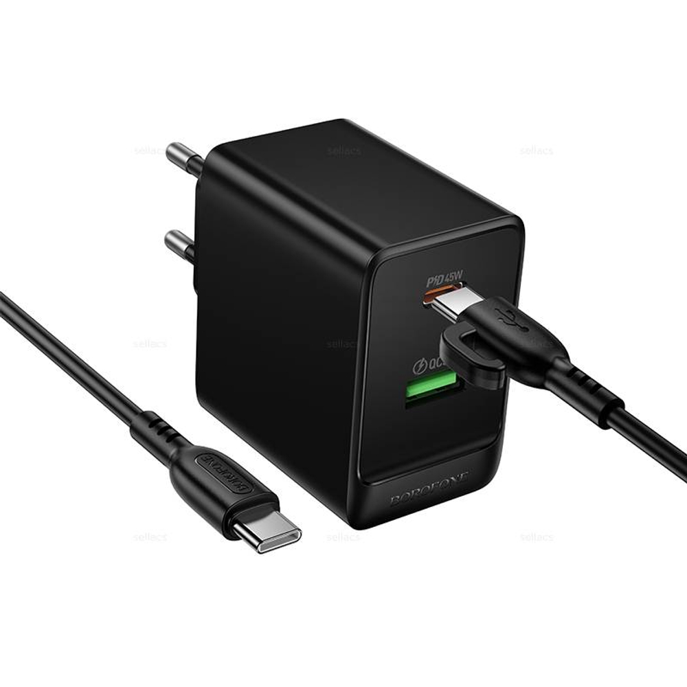 Borofone BAS16A Erudite PD45W(1C1A) зарядное устройство набор (Type-C на Type-C) (black)