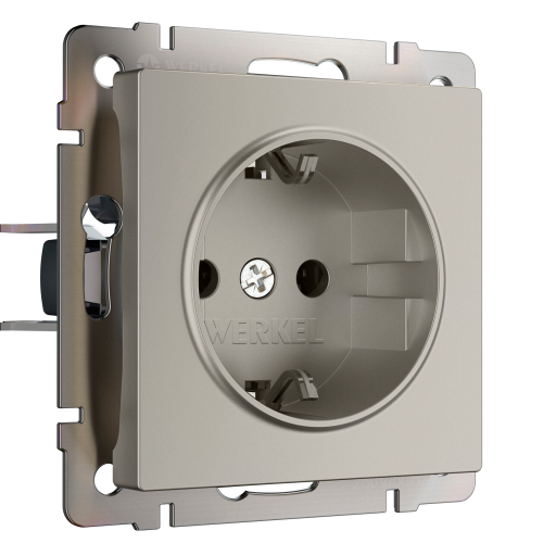 Розетка с заземлением и шторками (дымчатый) W1271104