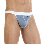 Серые трусы-стринги с контрастным поясом (Размер: XL) (Цвет: серый)