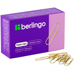 Скрепки BERLINGO 28 мм, золотистые, 100 шт/упак