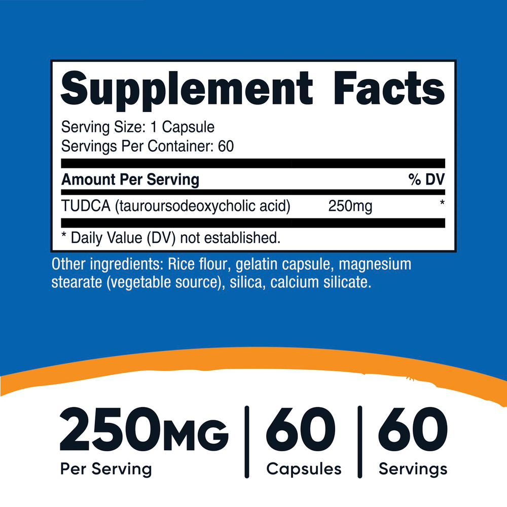 Nutricost, TUDCA, 250 мг, 60 капсул