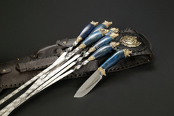 Набор для пикника «Викинг №2 Премиум» 6 шт. синяя карельская береза