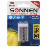 батарейка SONNEN Alkaline Крона (6LR61 6LF22 1604A) алкалиновая 1 шт. блистер (12 штук в упаковке)