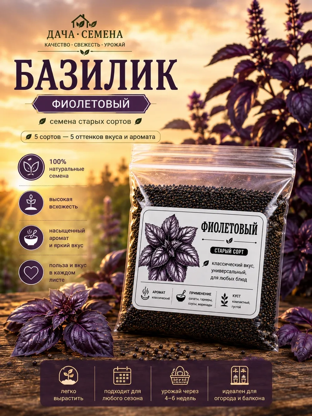 Базилик фиолетовый семена