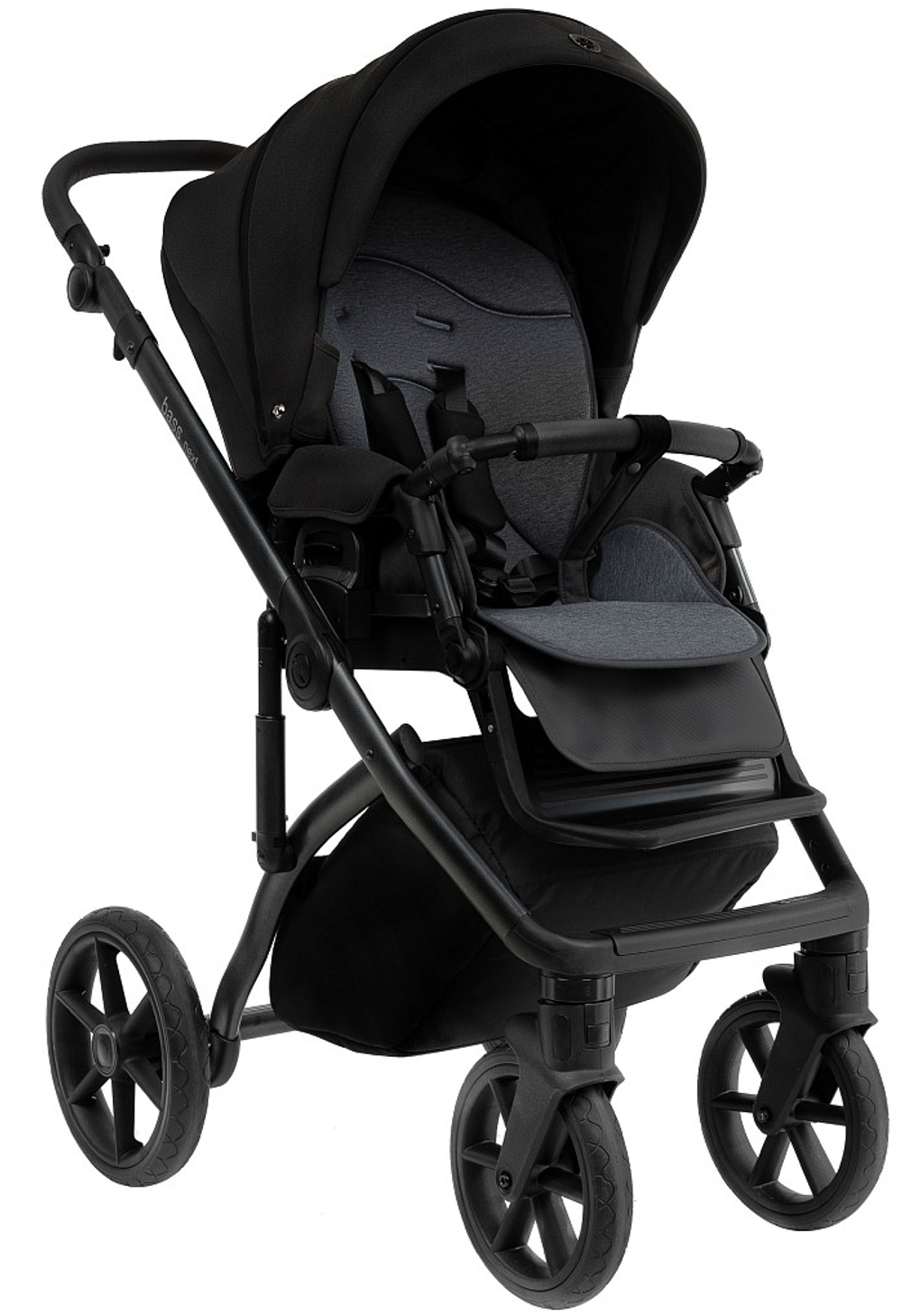 Детская коляска Roan Bass Next 2.0 3 в 1 с автокреслом Pituso Baesa Pro Black,Beige Canopy BSN/40/2 Caviar Black/Black/руч.Black