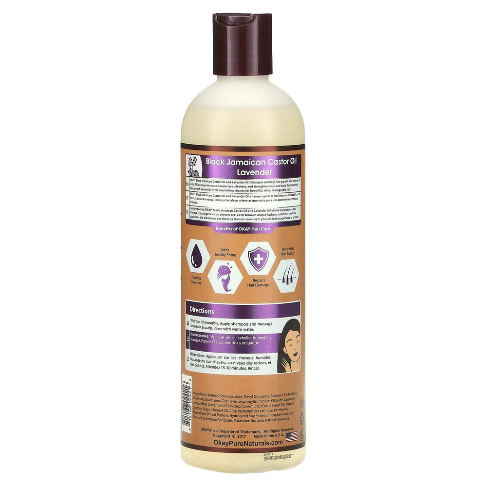 Okay Pure Naturals, Черное ямайское касторовое масло, шампунь, лаванда, 355 мл (12 жидк. унц.)