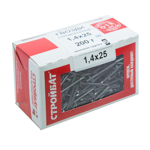 ГВОЗДИ СТРОЙБАТ СТРОИТЕЛЬНЫЙ 1,4Х25ММ 200Г