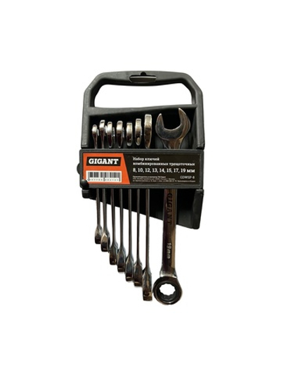 Набор комбинированных трещоточных ключей Gigant 8 шт, Сталь Cr-V, 8-19мм, GDWSP-8