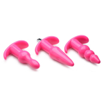 Набор из 3 розовых анальных пробок с вибропулей Thrill Trio Anal Plug Set (Цвет: розовый)