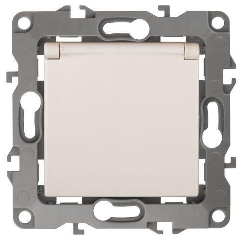 Розетка 1-м СП Эра12 12-2103-02 16А IP20 16AX 250В 2P+E Schuko защ. шторки с крышкой механизм сл. кость Эра Б0014694