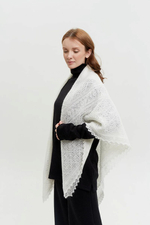 Оренбургский пуховый платок П2-130-01 белый отбеленный