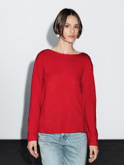 Massimo Dutti Свитер с воротником лодочкой из смесовой шерсти, красный