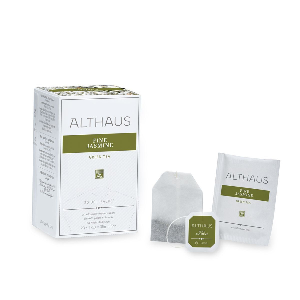 Зеленый чай с жасмином Althaus Fine Jasmine / Нежный Жасмин, в пакетиках, 20шт.