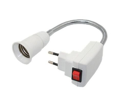 Ecola base Переходник вилка-патрон E14 гибкий 300мм c выключателем Белый APF4SWEAY