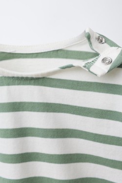 ZARA БОДИ В ПОЛОСКУ, ЭКРЮ/ЗЕЛЕНЫЙ