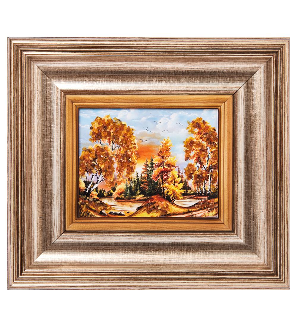 AMB-04/ 7 Картина «Краски осени» (с янтарной крошкой) H-18см