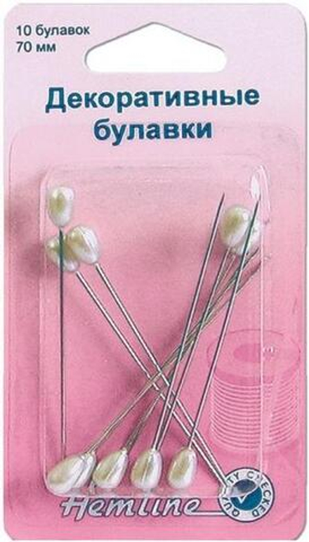 Булавки декоративные с жемчужными головками, 70 мм, 10 шт (10013160/041220/0699185/1_Китай)