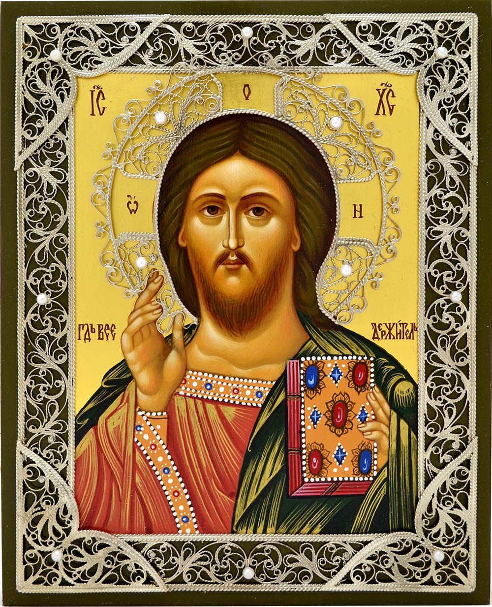 Спаситель Вседержитель. Рукописная икона Иисуса Христа.