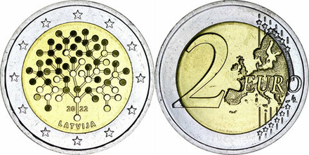 Латвия 2 евро, 2022 Финансовая грамотность UNC
