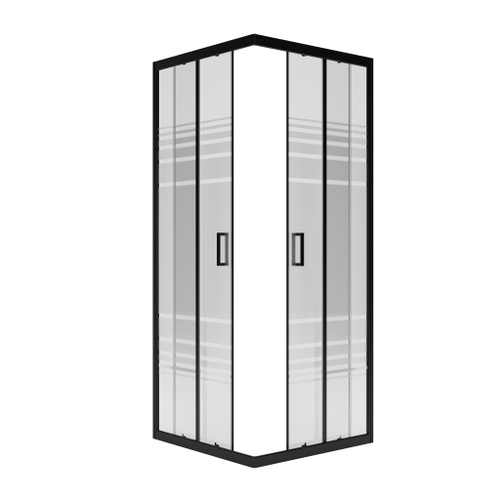 Душ.ограждение City Trend Black 800*800*1850 квадрат (стекло 4мм текстур, черн.ал.проф, без поддона)