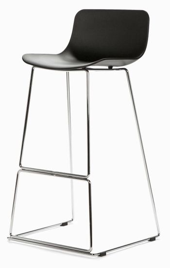 Барный стул Neo металические ножки хром, сиденье черный пластик