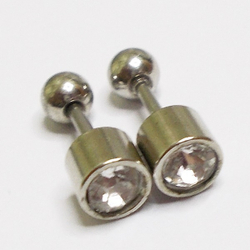 Микроштанги 6 мм для пирсинга ушей с прозрачным кристаллом.  Медицинская сталь ( Пара)