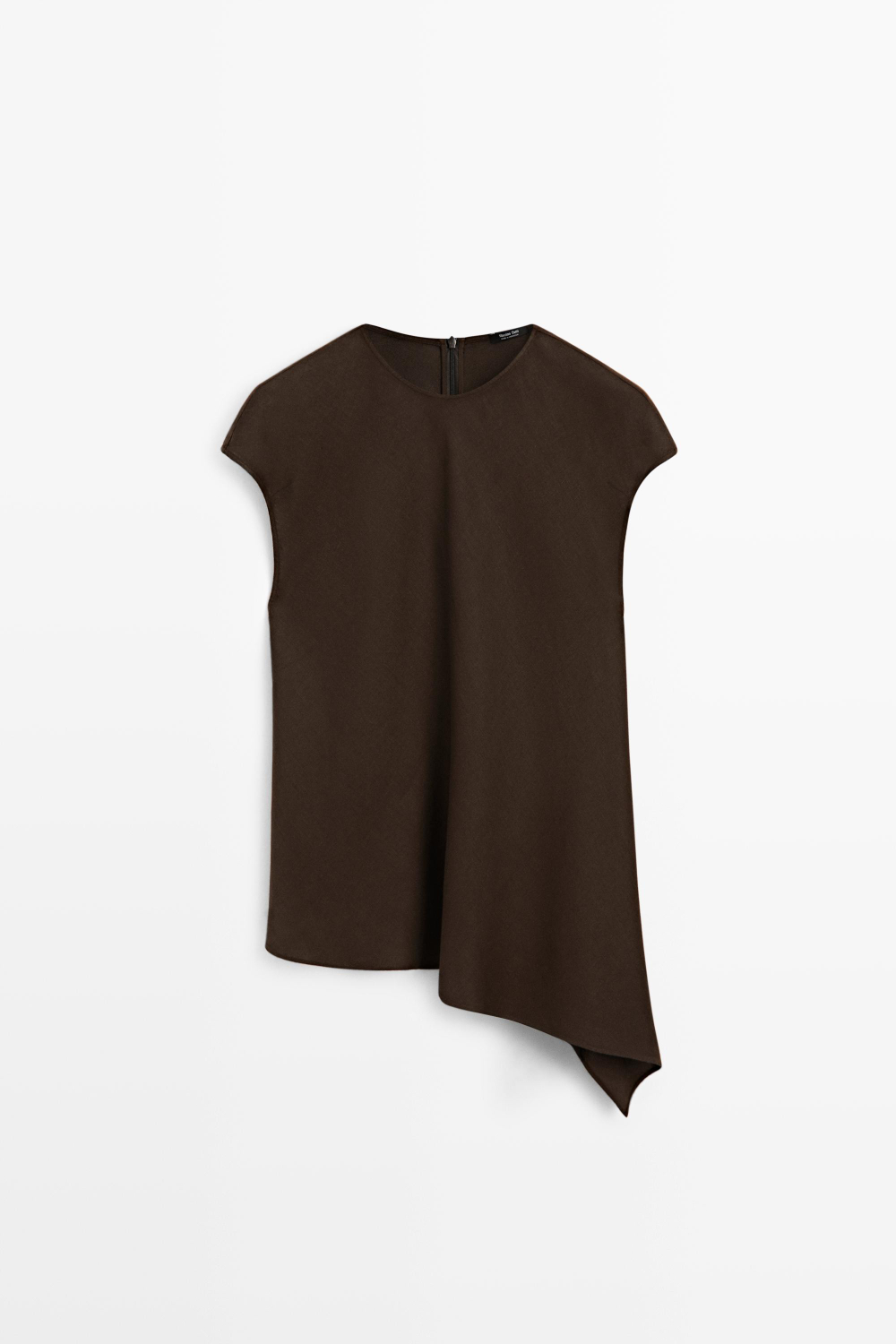 Massimo Dutti Асимметричный топ из 100% льна, коричневый