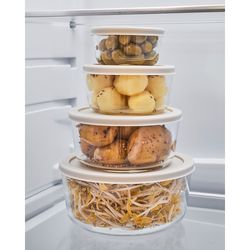 Набор контейнеров для запекания и хранения круглые с крышками, серые, 4 шт.