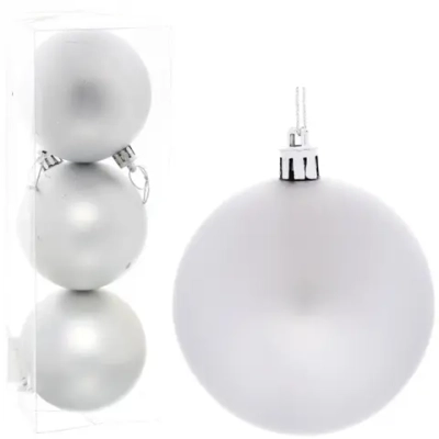 Новогодние шары 8 см (набор 3 шт) «Матовый», серебро