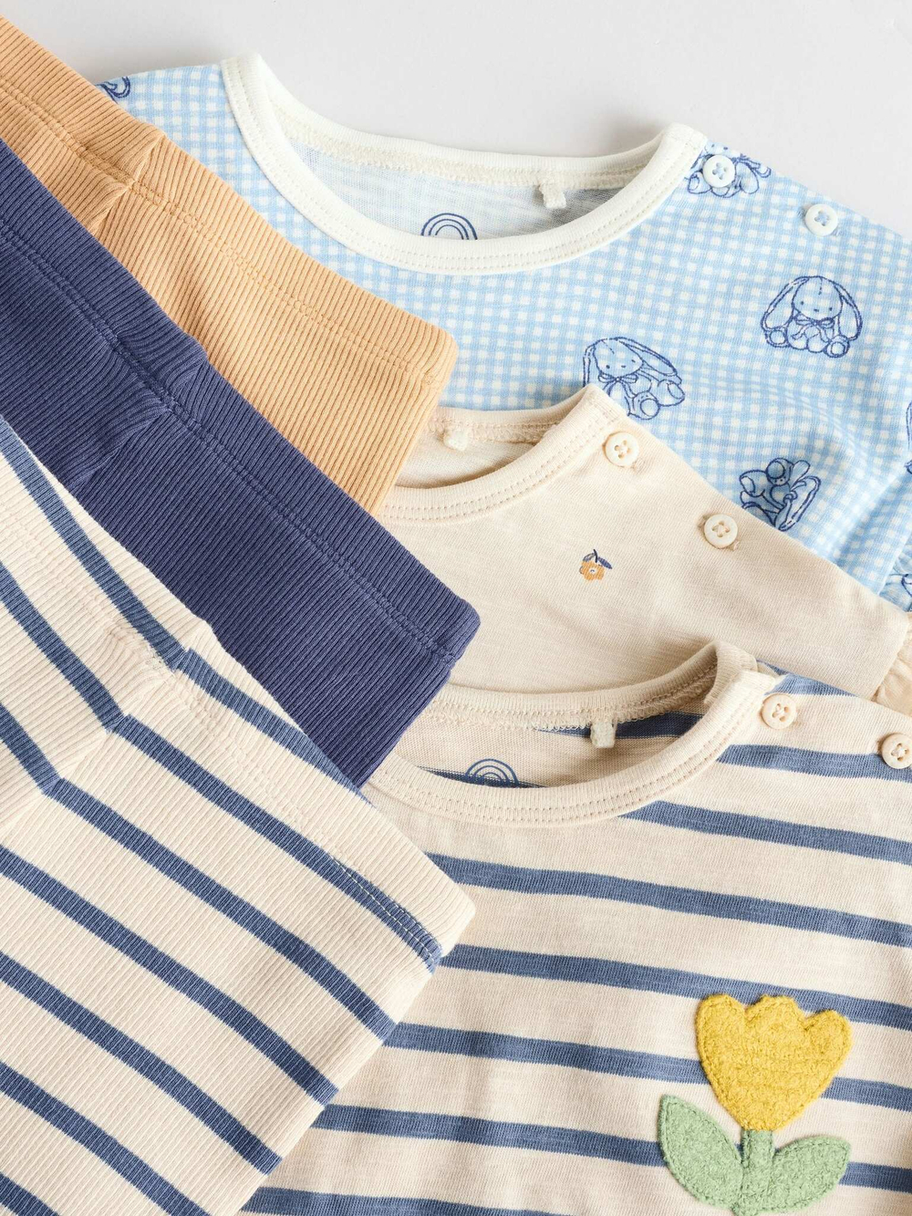 Лонгслив и брюки в комплекте для малышей Next AA6-805, 3 шт., Бежевый, Синий