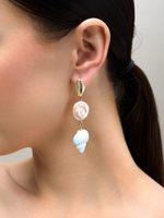 Серьги "Caramel shell pearl blue" Gold