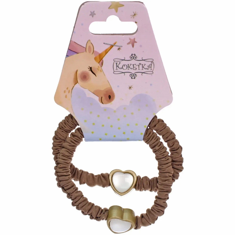 Резинки для волос 2шт «ЕЖЕВИКА», сердечко, микс 5 цветов, d-5,5см (подвес Единорог)