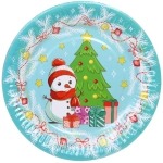 Тарелка бумажная 18 см в наборе 10 шт «Снеговичок с подарками»
