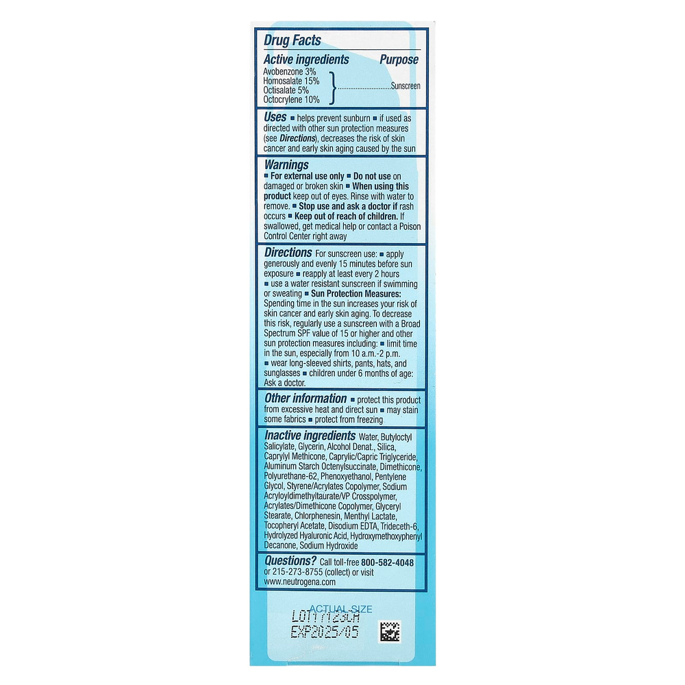 Neutrogena, Hydro Boost, увлажняющий крем с гиалуроновой кислотой, SPF 50, без отдушек, 50 мл (1,7 жидк. унц.)
