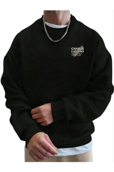 Гадюка Черная негабаритная зимняя толстовка Чарли Лучано