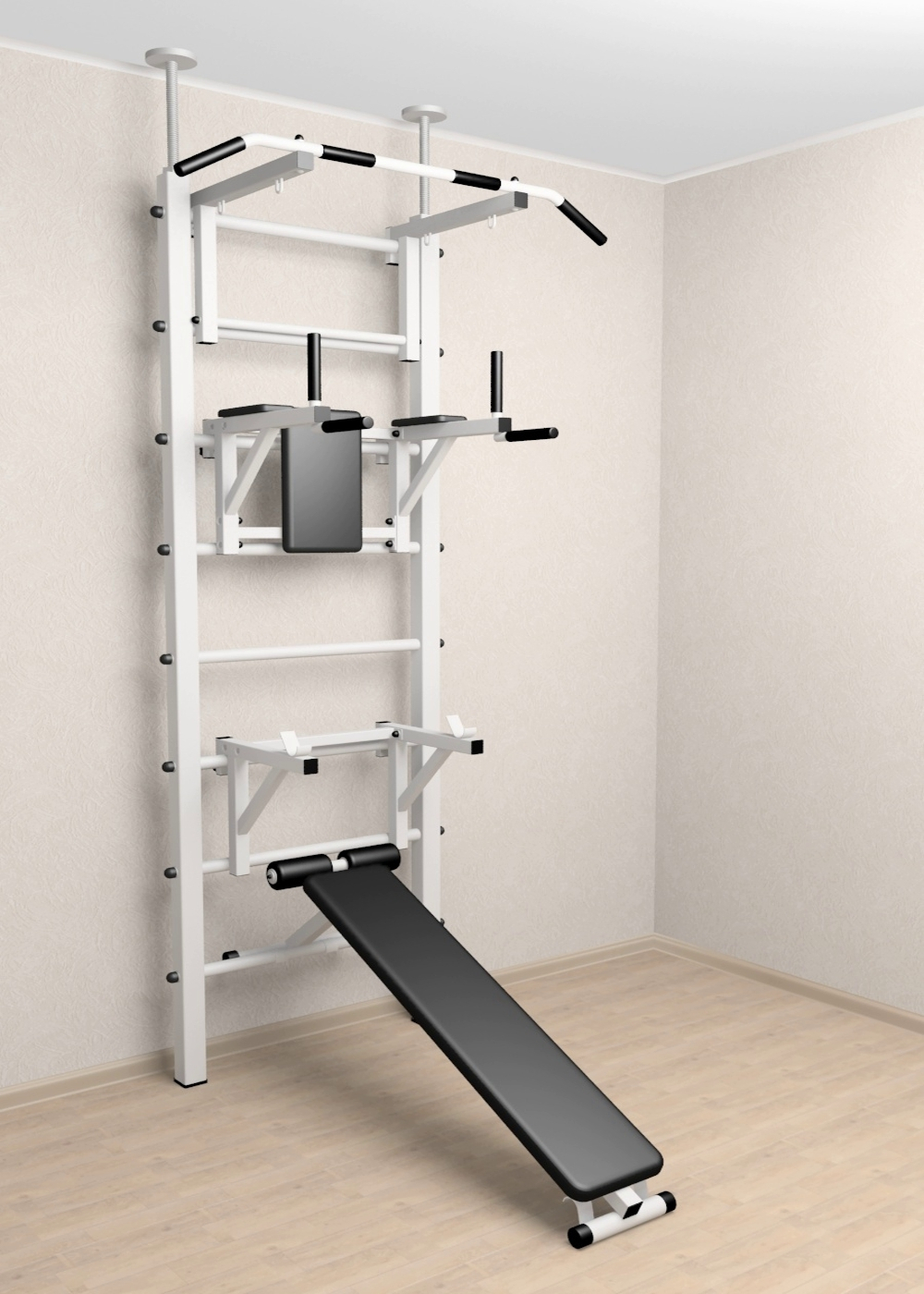 Шведская стенка Sv Sport враспор (Турник стандарт/Брусья/Стойка/Скамья)