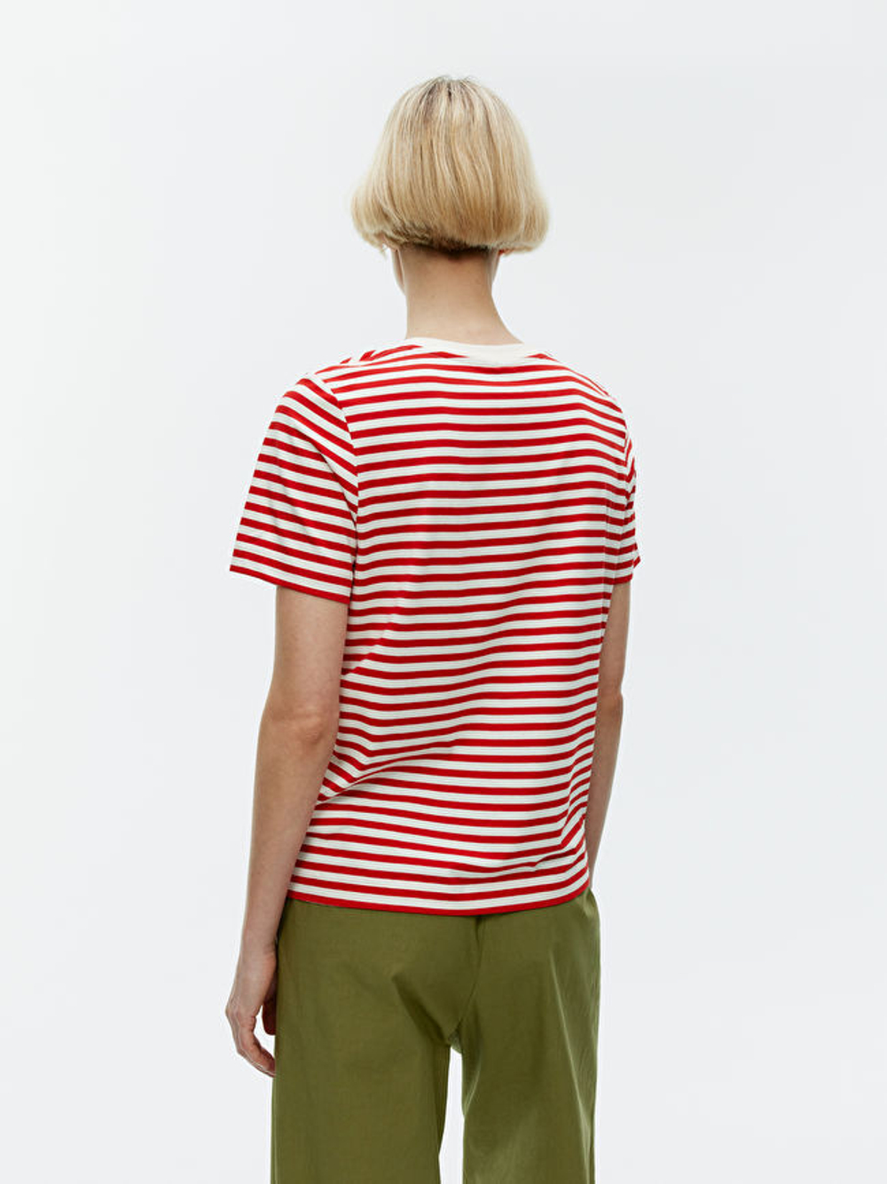 ARKET ФУТБОЛКА С КРУГЛЫМ ВЫРЕЗОМ, КРАСНЫЙ/БЕЛЫЙ